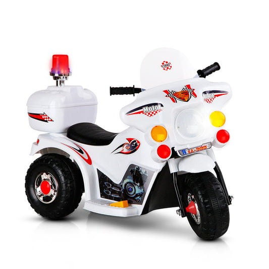 Marlook Kids Electric Ride On Police Motorcycle Motorbike 6V Battery White
