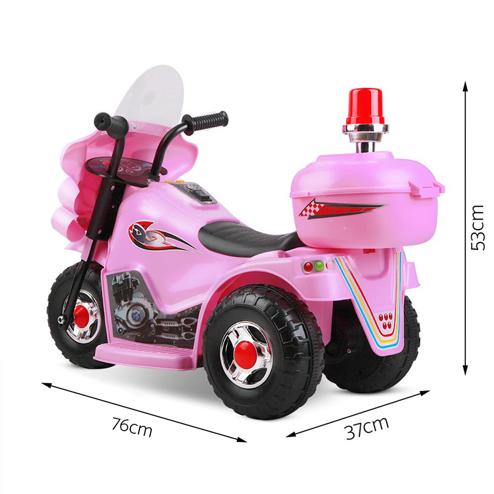 Marlook Kids Electric Ride On Police Motorcycle Motorbike 6V Battery Pink