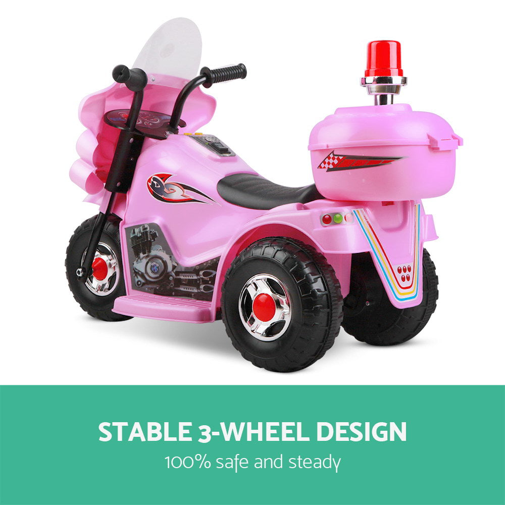 Marlook Kids Electric Ride On Police Motorcycle Motorbike 6V Battery Pink