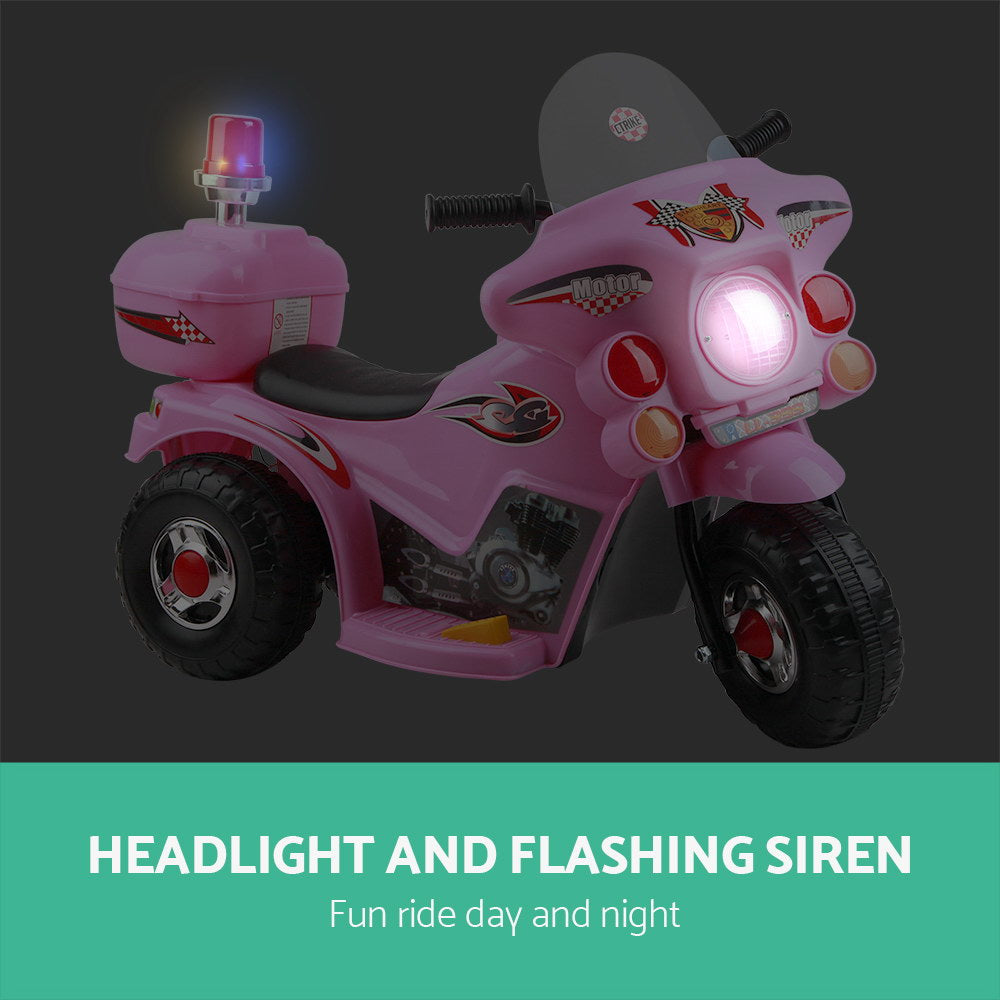 Marlook Kids Electric Ride On Police Motorcycle Motorbike 6V Battery Pink