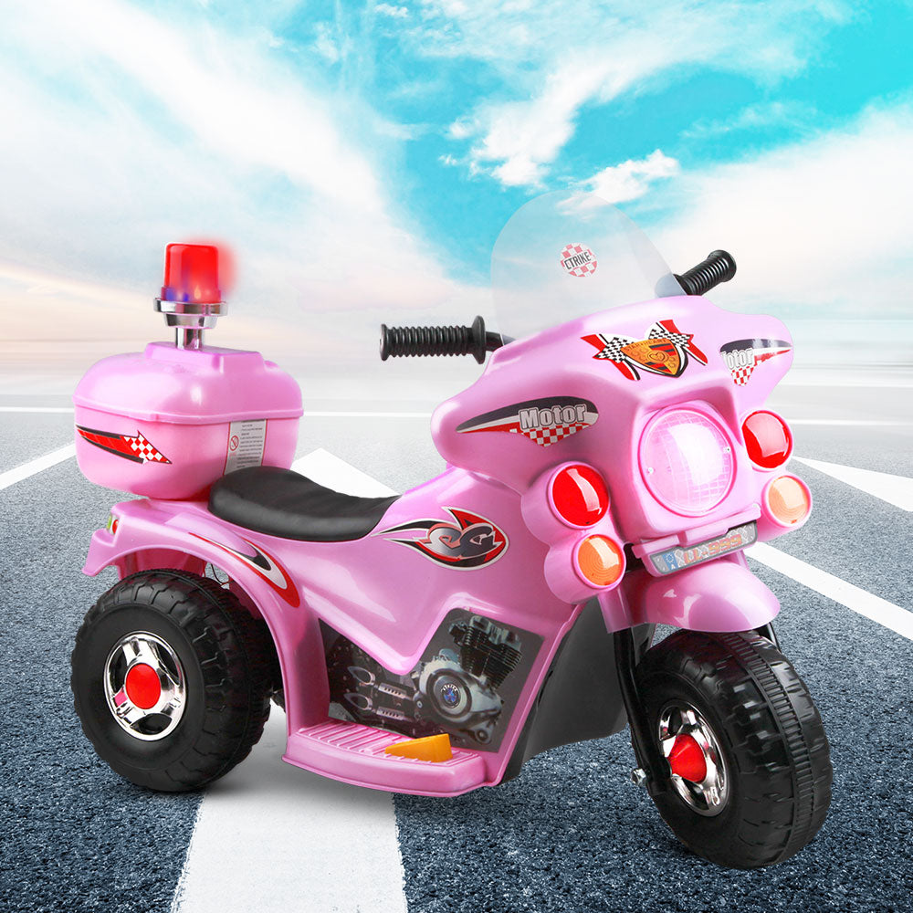 Marlook Kids Electric Ride On Police Motorcycle Motorbike 6V Battery Pink