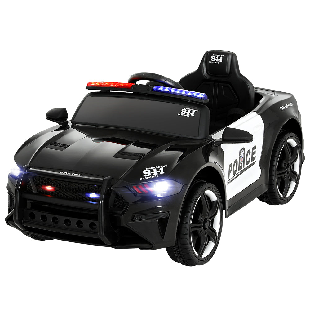 Marlook Kids Ride On Car Electric Patrol Police Cars Battery Powered Toys 12V Black
