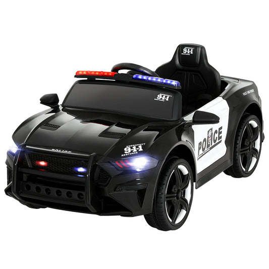 Marlook Kids Ride On Car Electric Patrol Police Cars Battery Powered Toys 12V Black