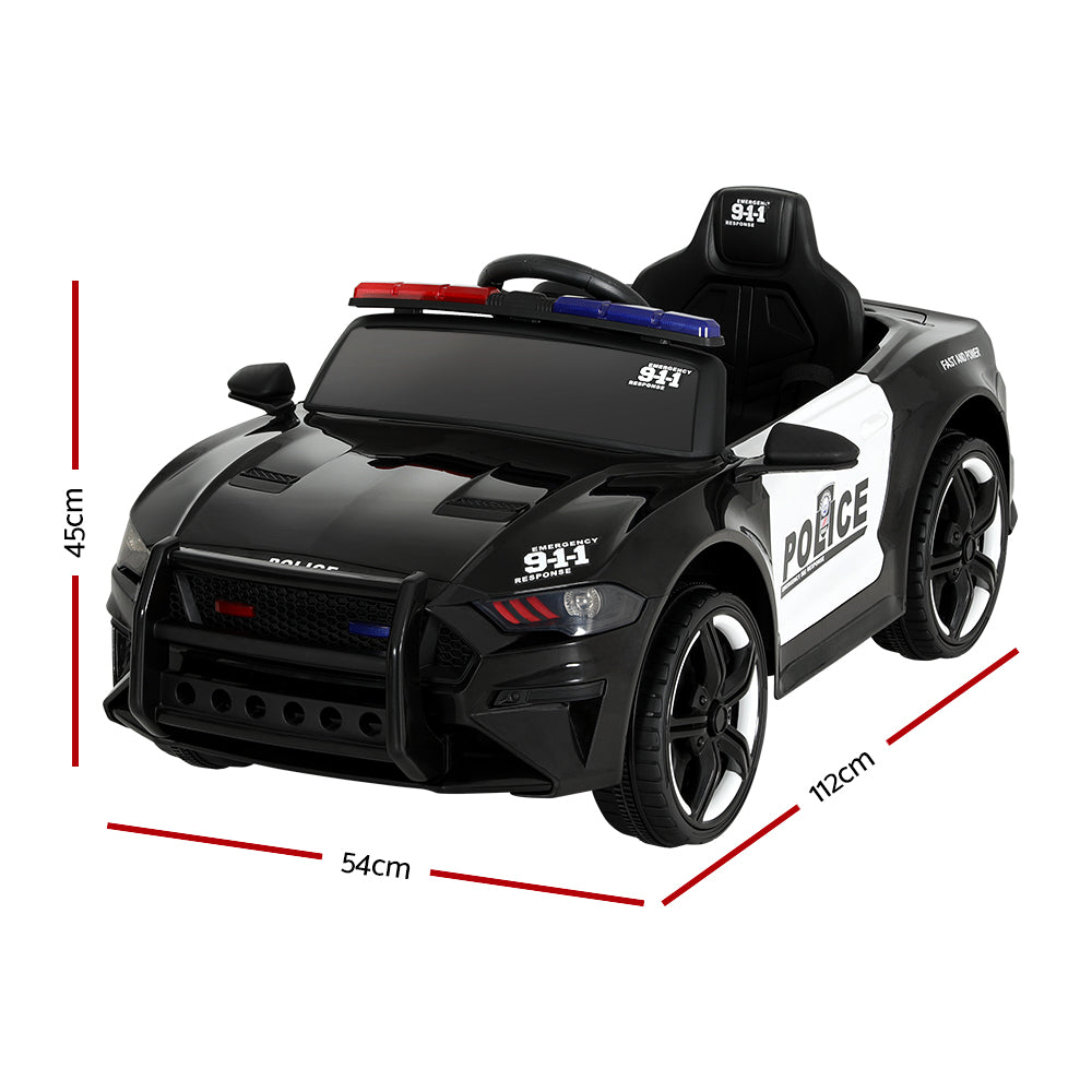 Marlook Kids Ride On Car Electric Patrol Police Cars Battery Powered Toys 12V Black