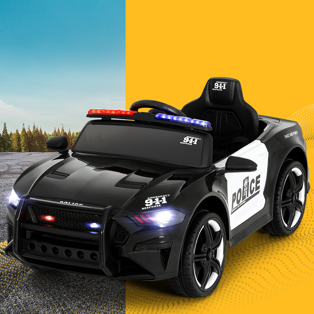 Marlook Kids Ride On Car Electric Patrol Police Cars Battery Powered Toys 12V Black
