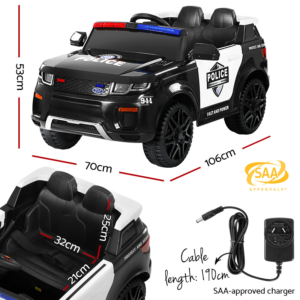 Marlook Kids Electric Ride On Patrol Police Car Range Rover-inspired Remote Black