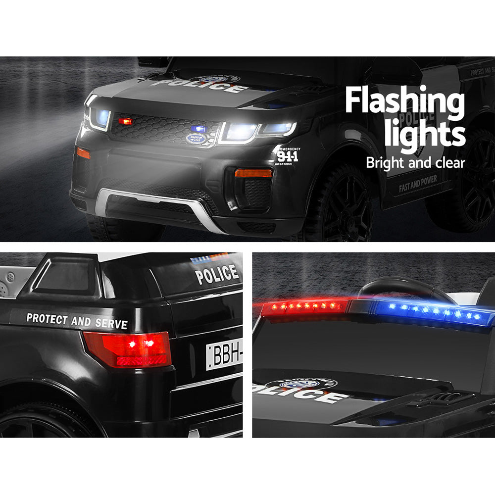 Marlook Kids Electric Ride On Patrol Police Car Range Rover-inspired Remote Black