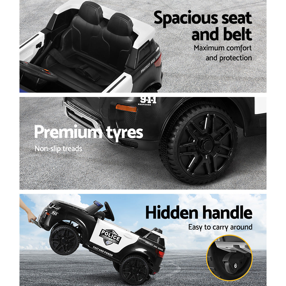 Marlook Kids Electric Ride On Patrol Police Car Range Rover-inspired Remote Black