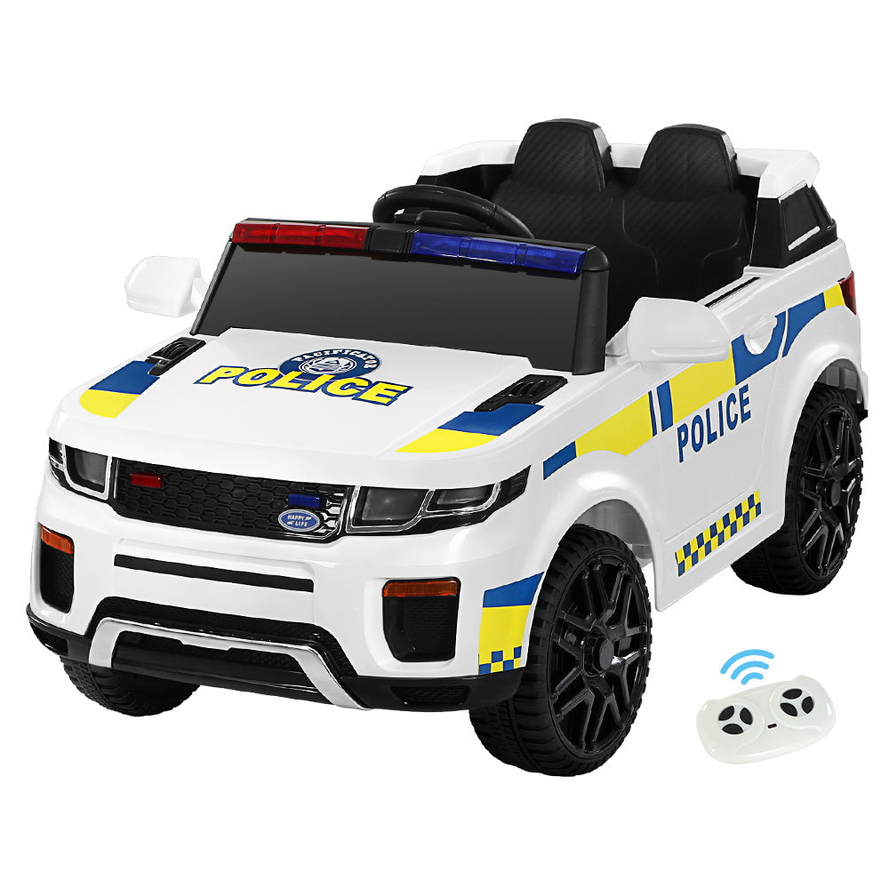 Marlook Kids Ride On Car Electric Patrol Police Toy Cars Remote Control 12V White