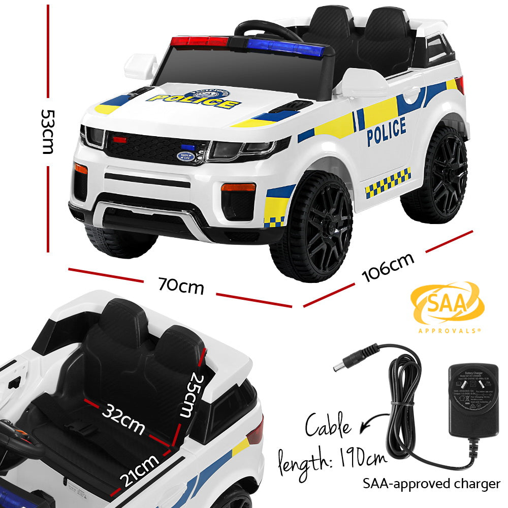 Marlook Kids Ride On Car Electric Patrol Police Toy Cars Remote Control 12V White