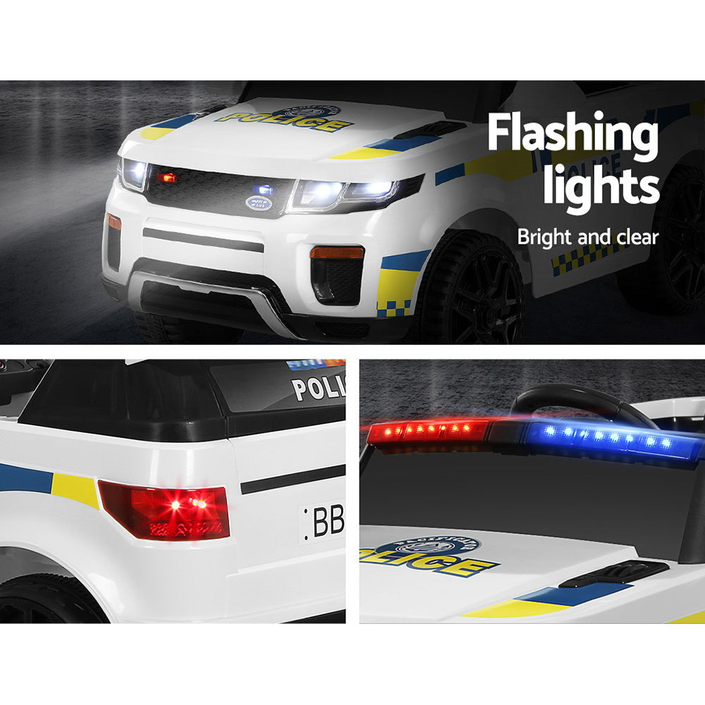 Marlook Kids Ride On Car Electric Patrol Police Toy Cars Remote Control 12V White
