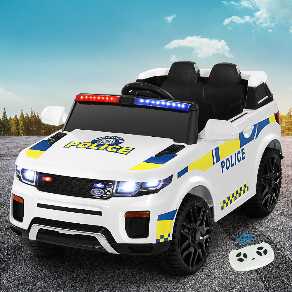 Marlook Kids Ride On Car Electric Patrol Police Toy Cars Remote Control 12V White