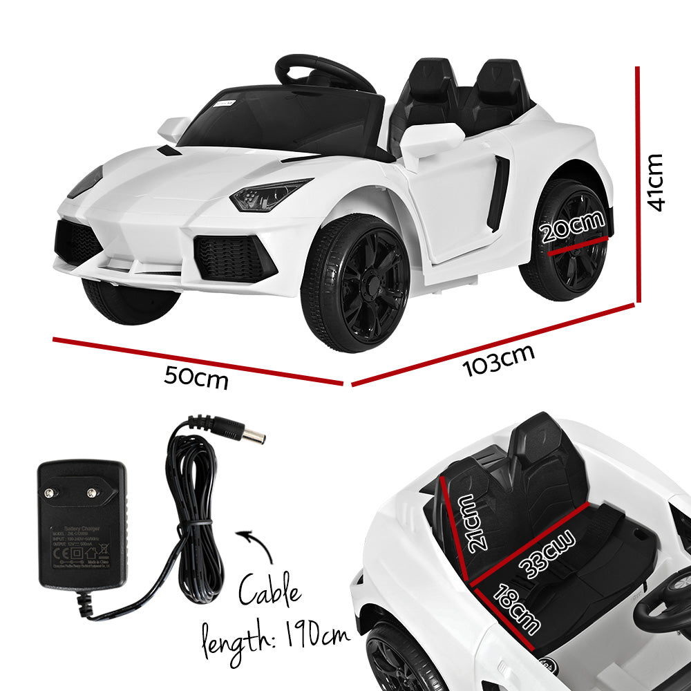 Marlook Kids Electric Ride On Car Ferrari-Inspired Toy Cars Remote 12V White
