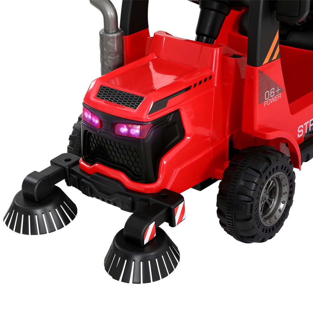 Marlook Kids Electric Ride On Car Street Sweeper Truck Toy Cars Remote 12V Red