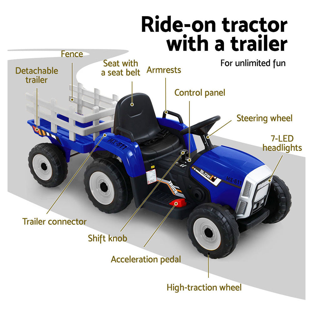 Marlook Kids Electric Ride On Car Tractor Toy Cars 12V Blue