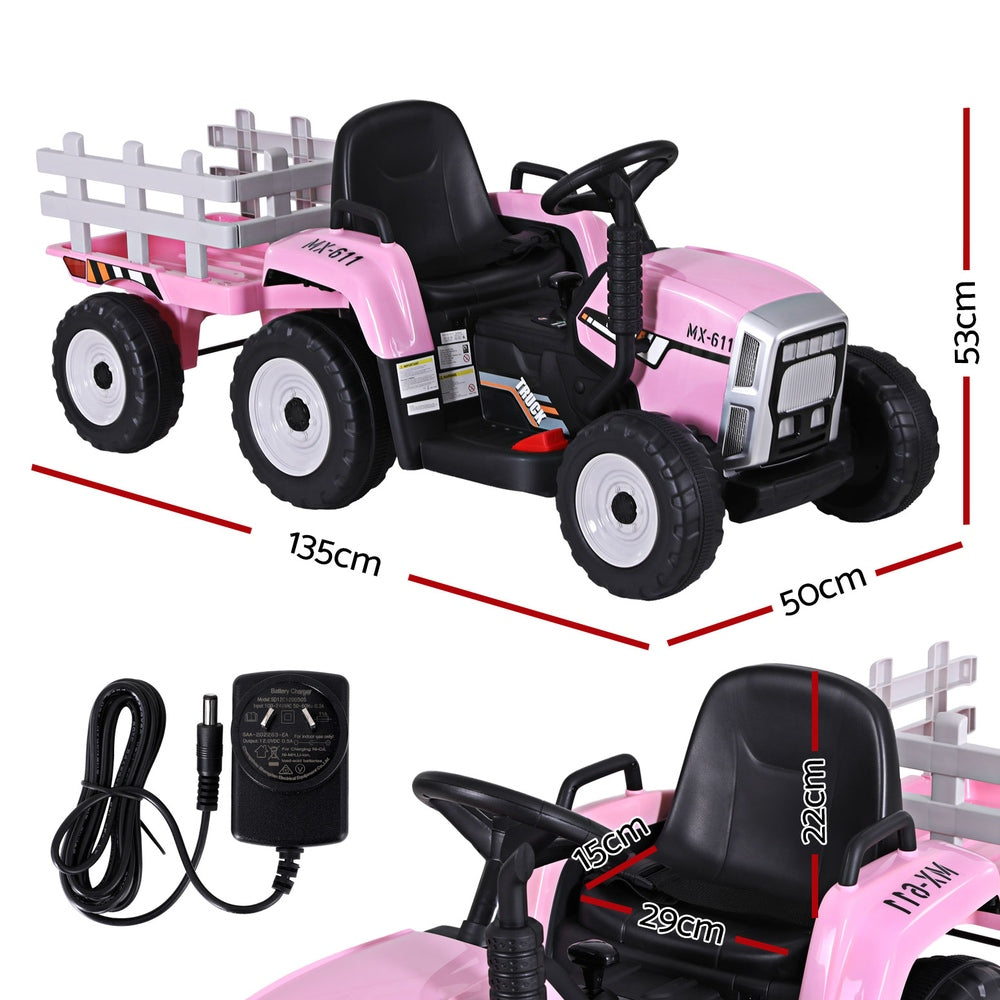 Marlook Kids Electric Ride On Car Tractor Toy Cars 12V Pink