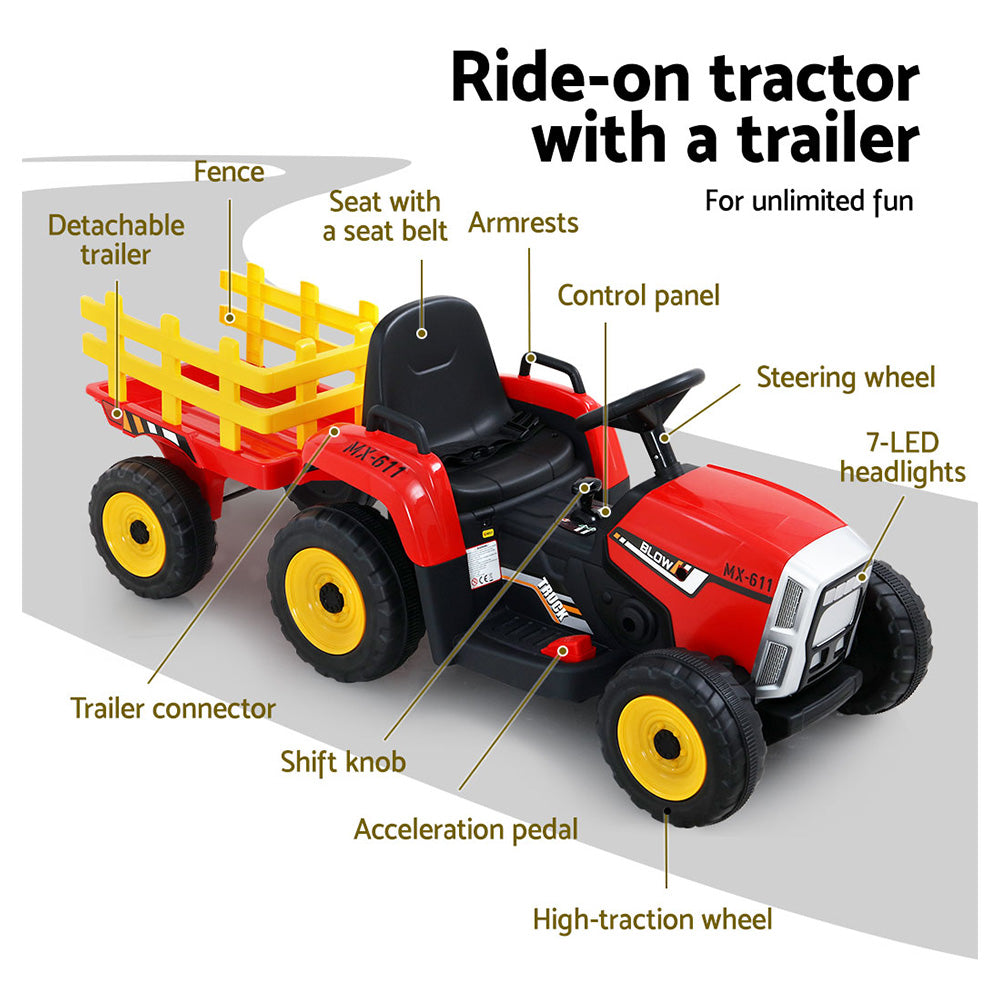 Marlook Kids Electric Ride On Car Tractor Toy Cars 12V Red