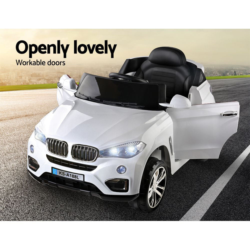 Marlook Kids Electric Ride On Car SUV BMW-Inspired X5 Toy Cars Remote 6V White