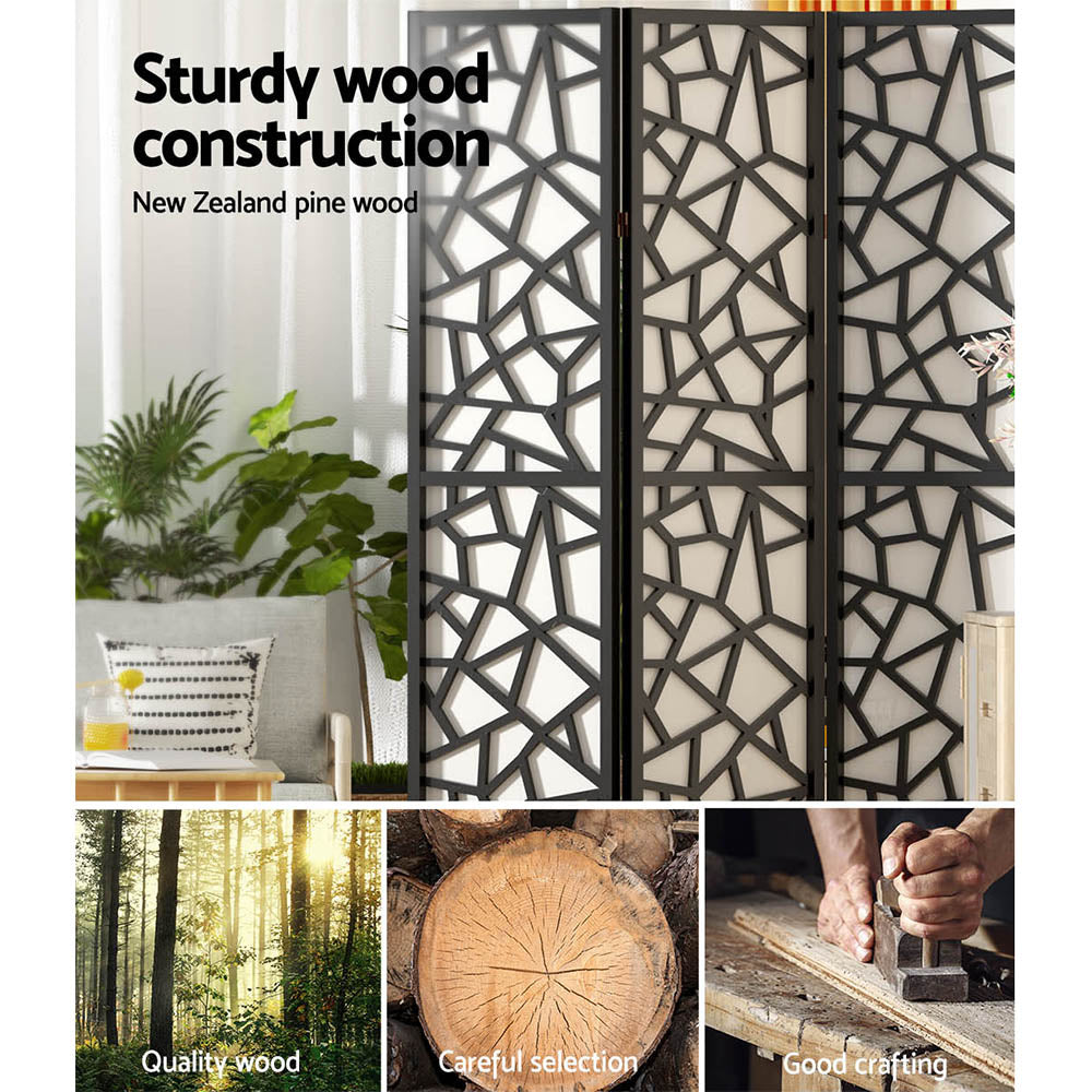 Marlook 4 Panel Room Divider Screen 162x170cm Clover Black
