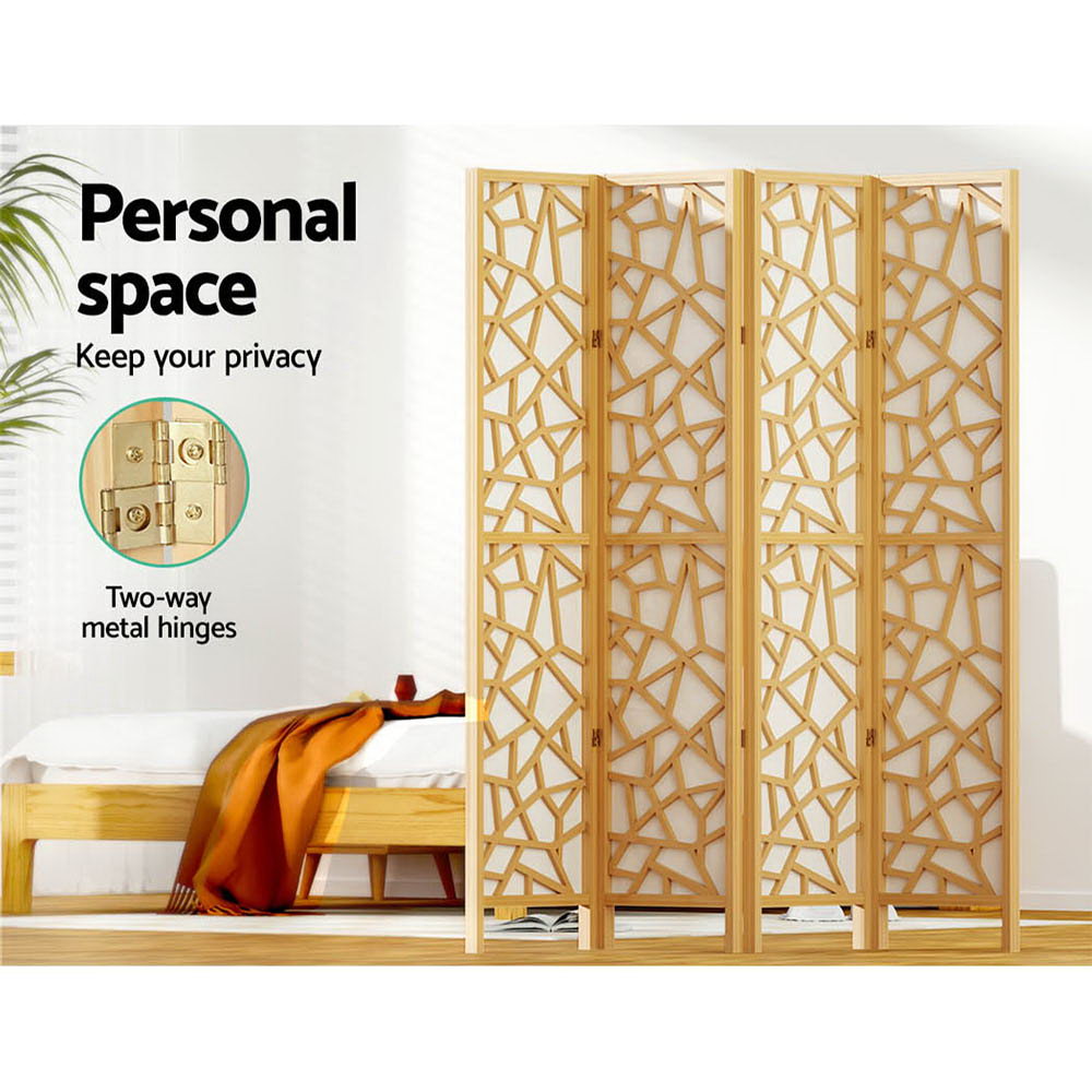 Marlook 4 Panel Room Divider Screen 162x170cm Clover Natural
