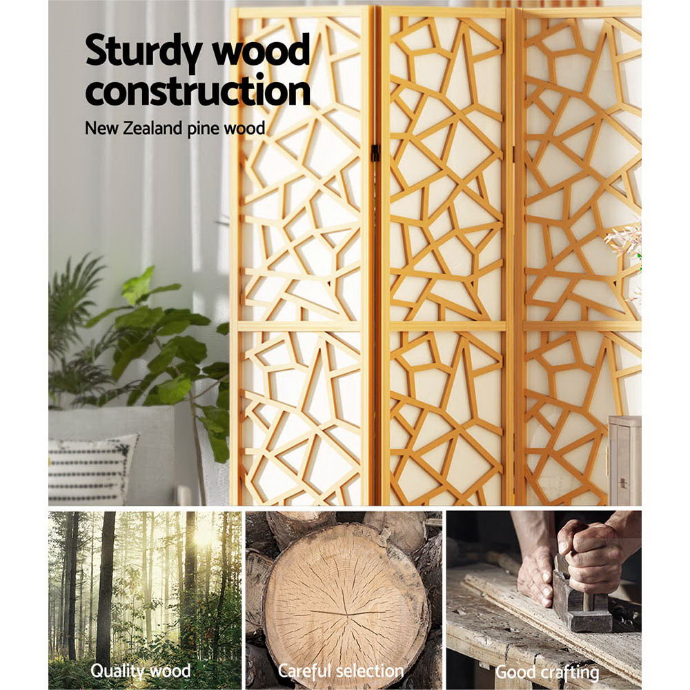 Marlook 4 Panel Room Divider Screen 162x170cm Clover Natural