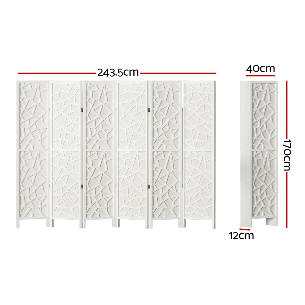 Marlook 6 Panel Room Divider Screen 244x170cm Clover White