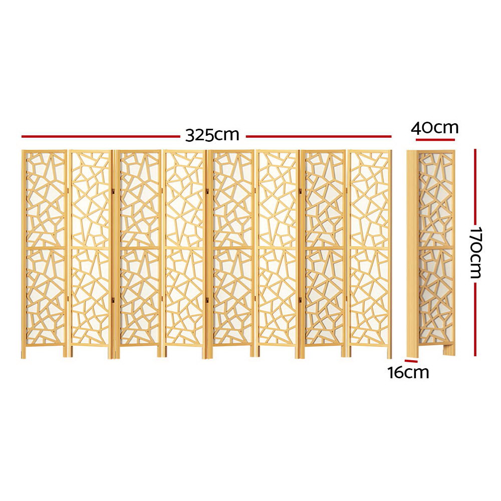 Marlook 8 Panel Room Divider Screen 325x170cm Clover Natural
