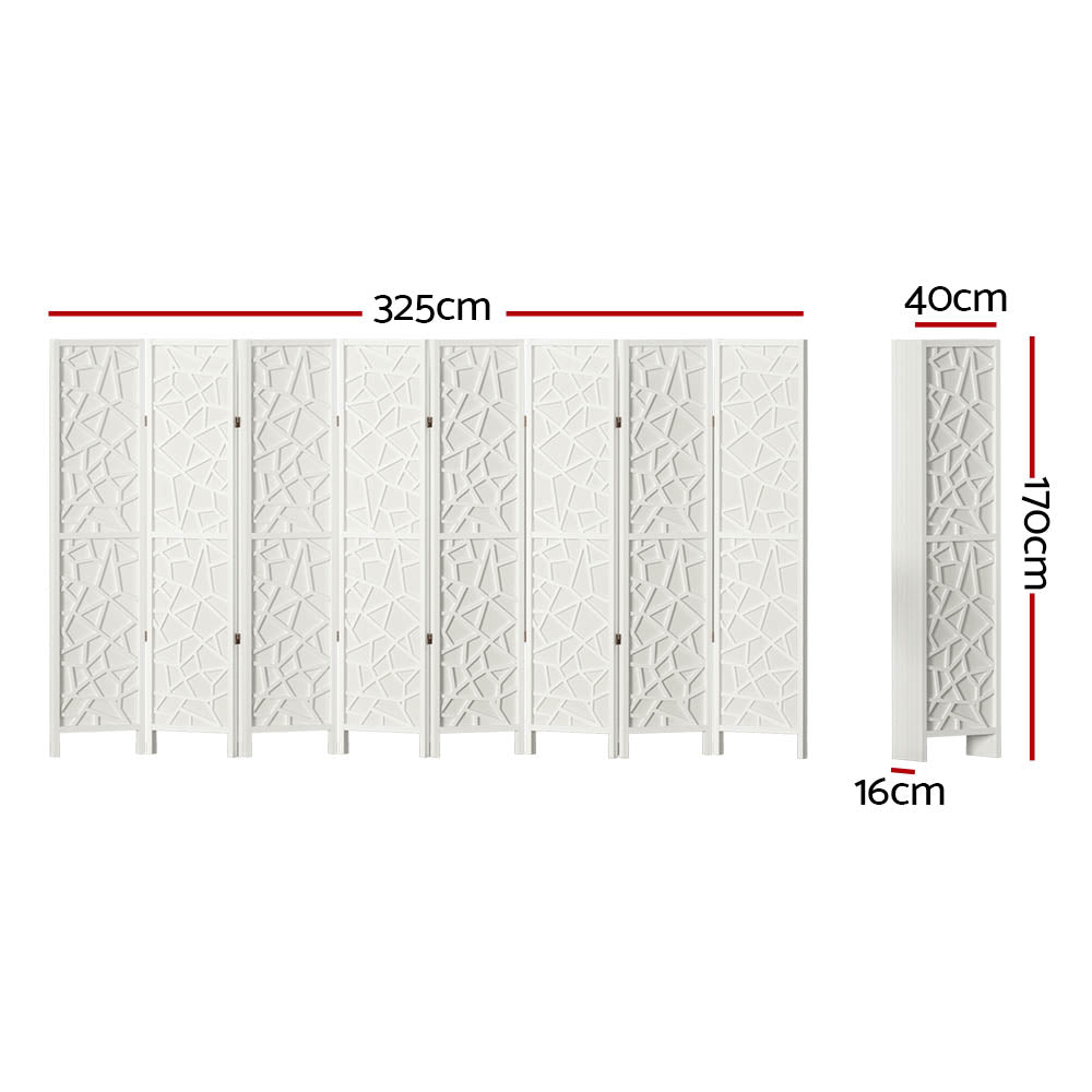 Marlook 8 Panel Room Divider Screen 325x170cm Clover White