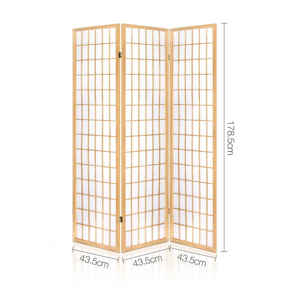 Marlook 3 Panel Room Divider Screen 131x179cm Natural