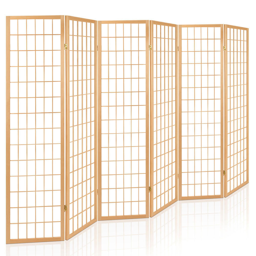 Marlook 6 Panel Room Divider Screen 261x179cm Natural