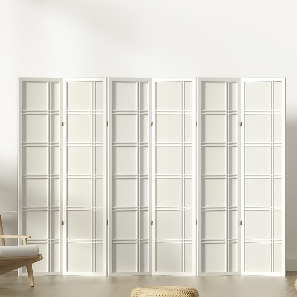 Marlook 6 Panel Room Divider Screen 265x179cm Nova White