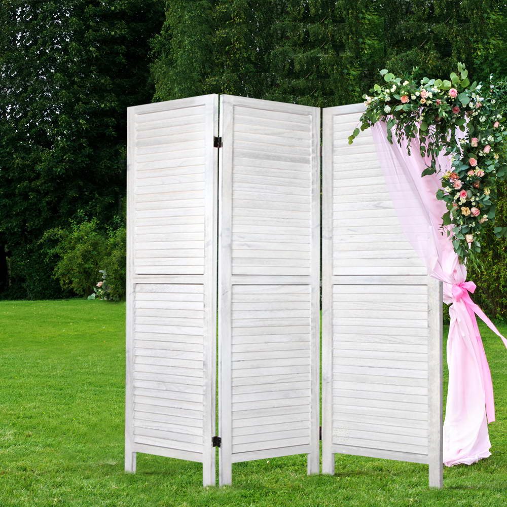 Marlook 3 Panel Room Divider Screen 120x170cm Louver White