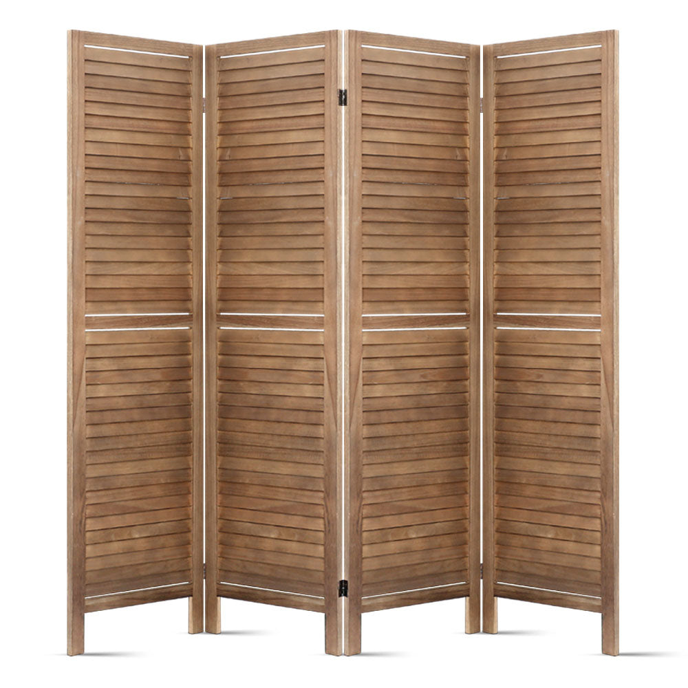 Marlook 4 Panel Room Divider Screen 160x170cm Louver Oak