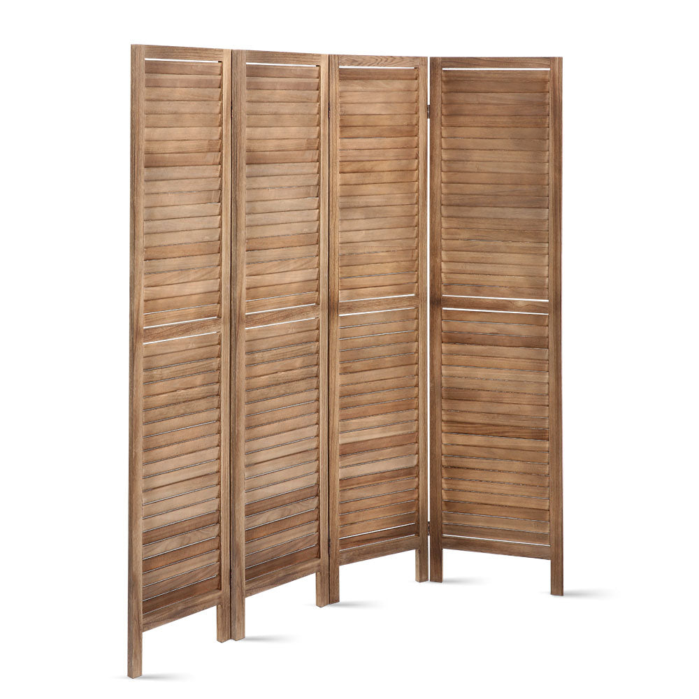 Marlook 4 Panel Room Divider Screen 160x170cm Louver Oak