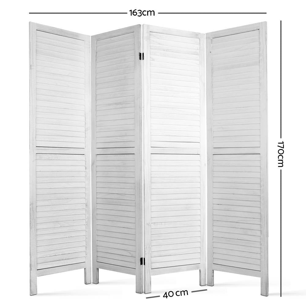 Marlook 4 Panel Room Divider Screen 163x170cm Louver White