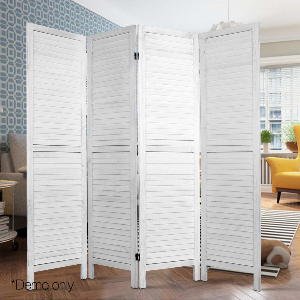 Marlook 4 Panel Room Divider Screen 163x170cm Louver White