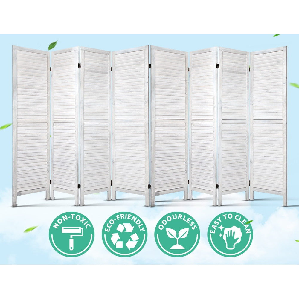 Marlook 8 Panel Room Divider Screen 326x170cm Louver White