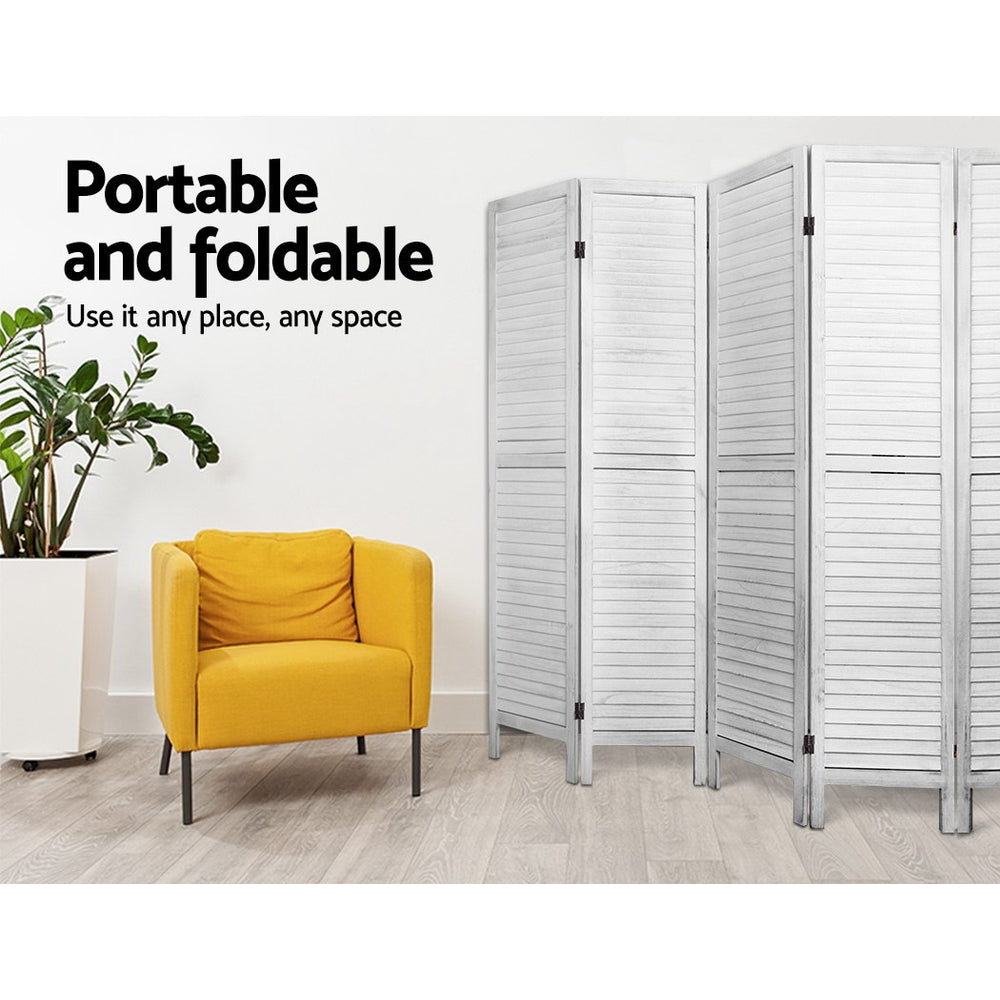 Marlook 8 Panel Room Divider Screen 326x170cm Louver White