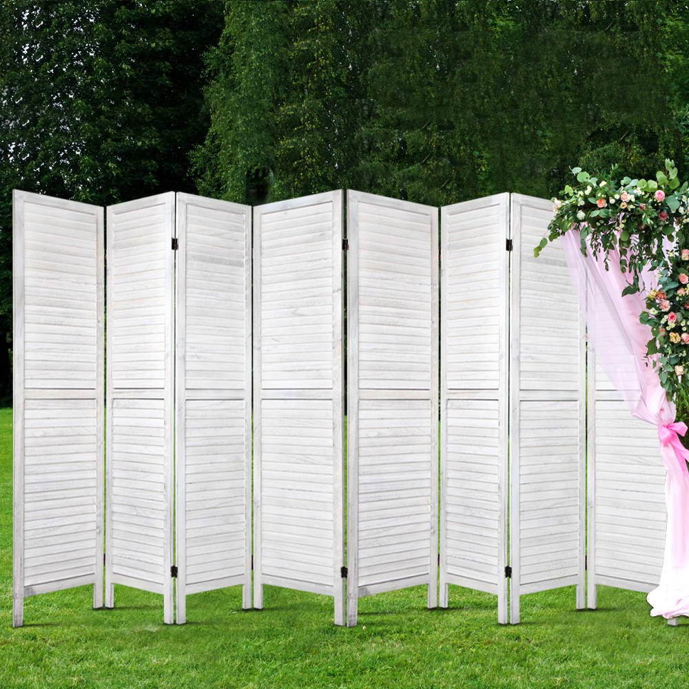 Marlook 8 Panel Room Divider Screen 326x170cm Louver White