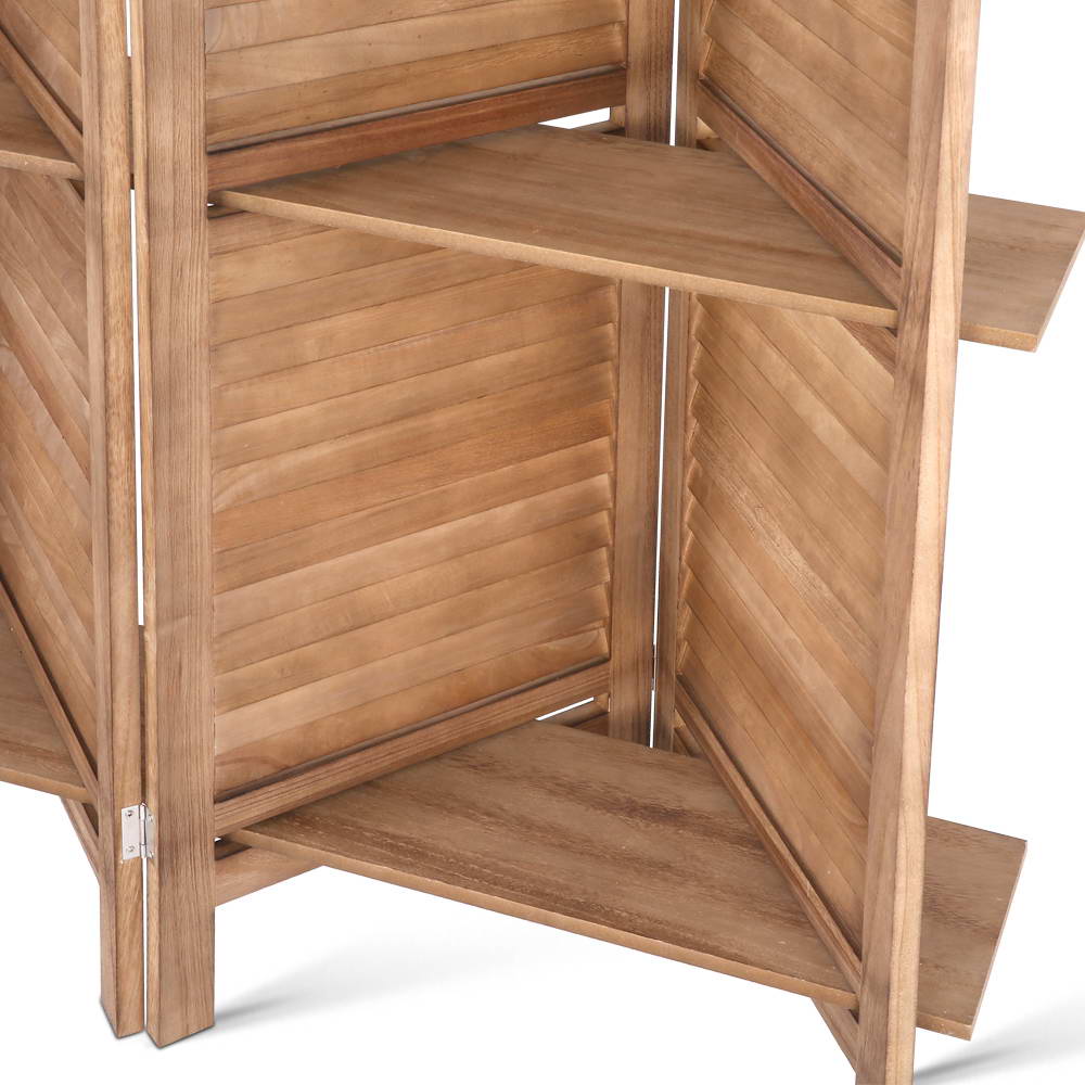 Marlook 4 Panel Room Divider Screen 163x170cm Shelf Oak
