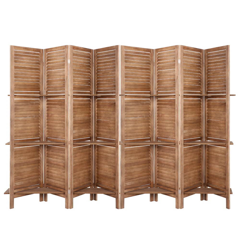 Marlook 8 Panel Room Divider Screen 326x170cm Shelf Oak