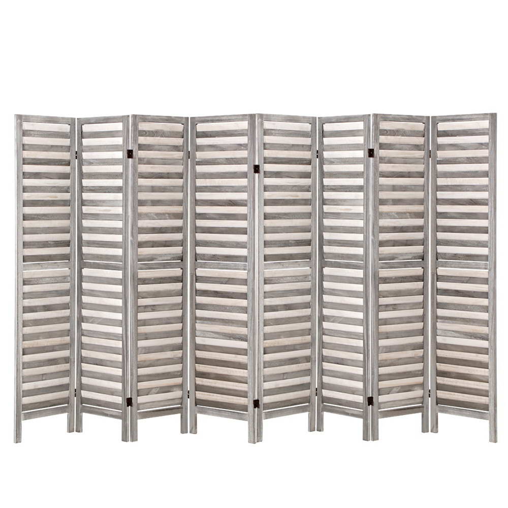 Marlook 8 Panel Room Divider Screen 326x170cm Louver Grey