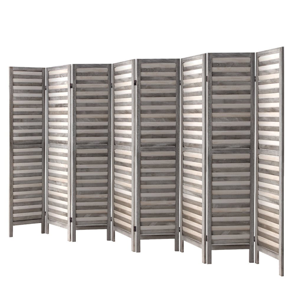 Marlook 8 Panel Room Divider Screen 326x170cm Louver Grey