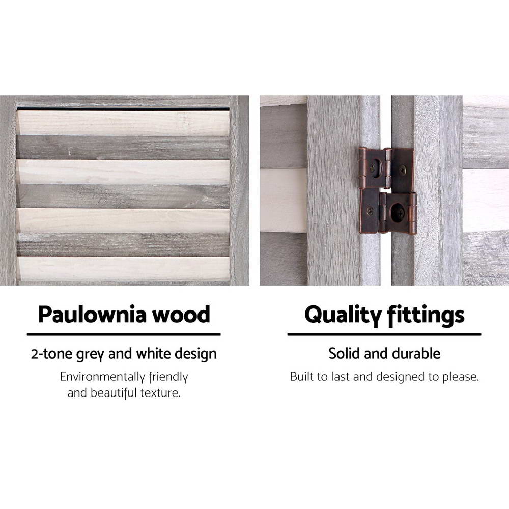 Marlook 8 Panel Room Divider Screen 326x170cm Louver Grey