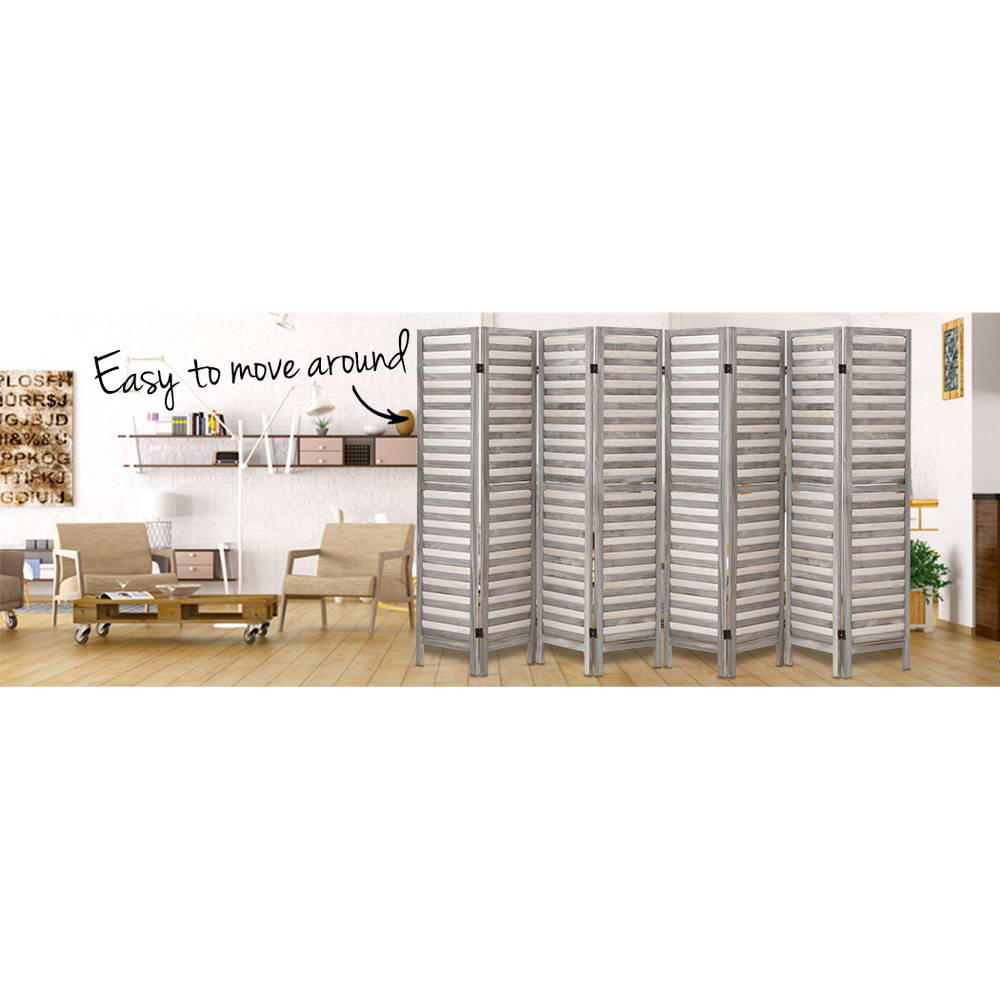 Marlook 8 Panel Room Divider Screen 326x170cm Louver Grey