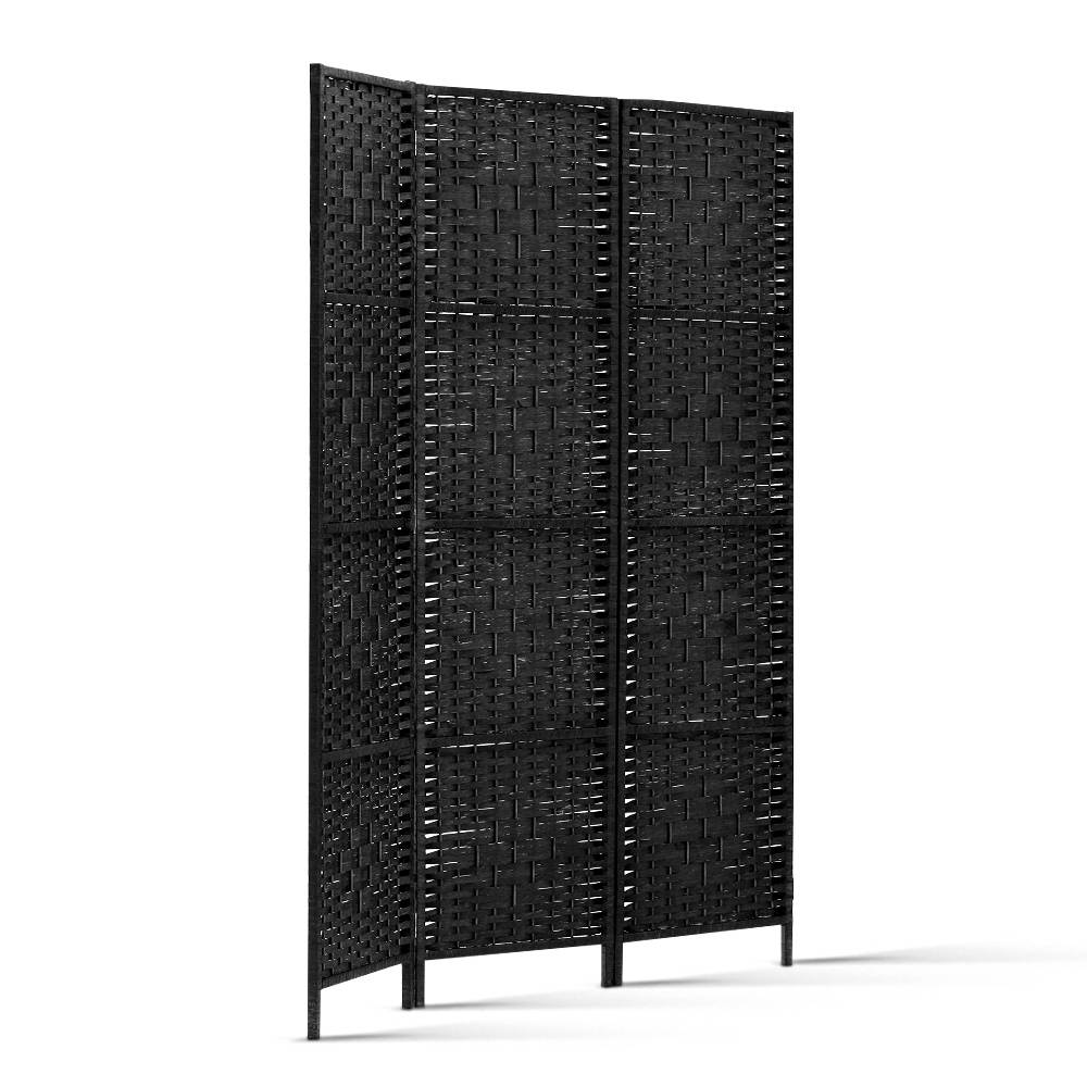 Marlook 3 Panel Room Divider Screen 123x170cm Woven Black