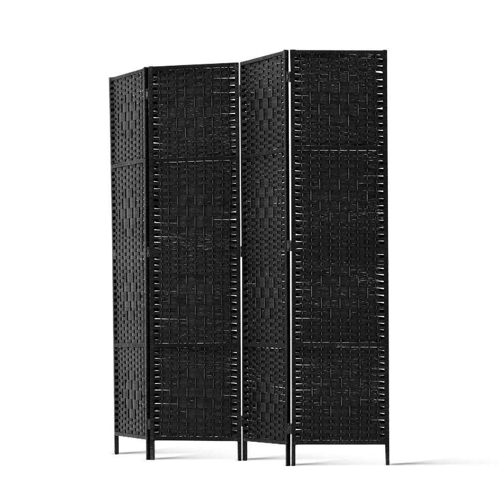 Marlook 4 Panel Room Divider Screen 163x170cm Woven Black