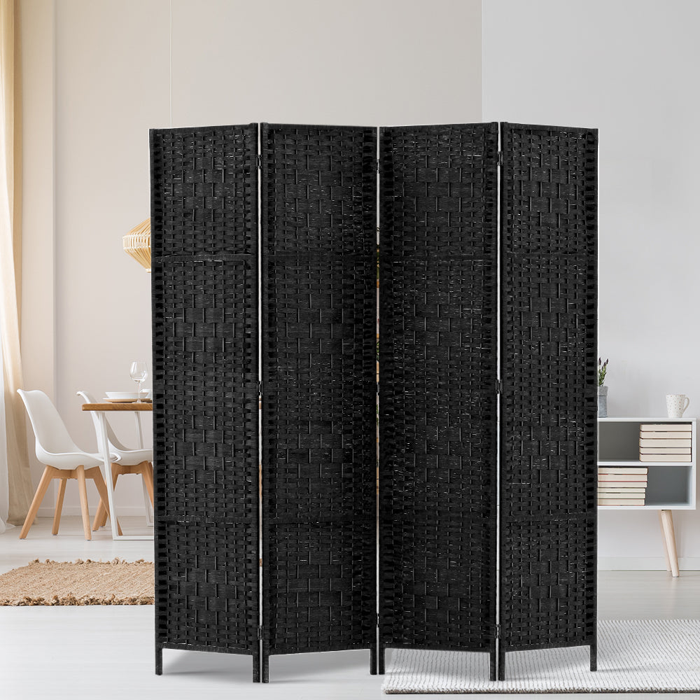 Marlook 4 Panel Room Divider Screen 163x170cm Woven Black