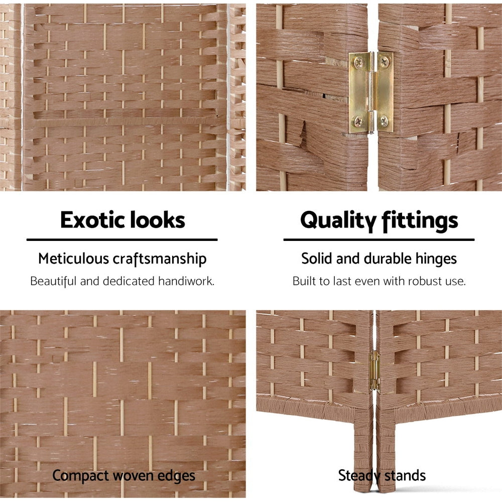 Marlook 4 Panel Room Divider Screen 163x170cm Woven Natural