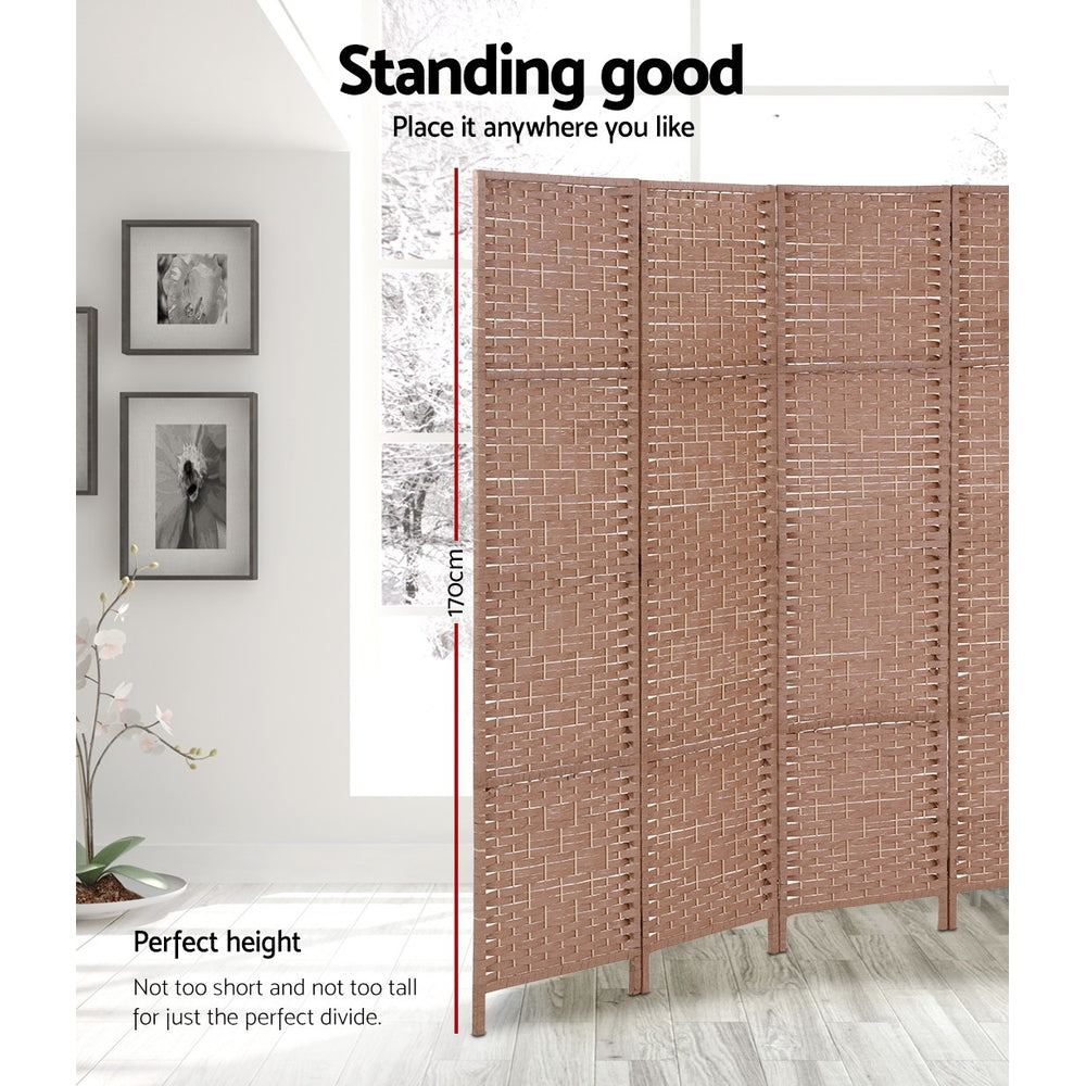 Marlook 4 Panel Room Divider Screen 163x170cm Woven Natural